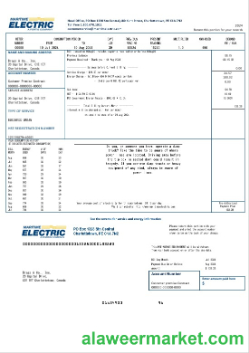 Canada Maritime Electric business utility bill template in Word and pdf format